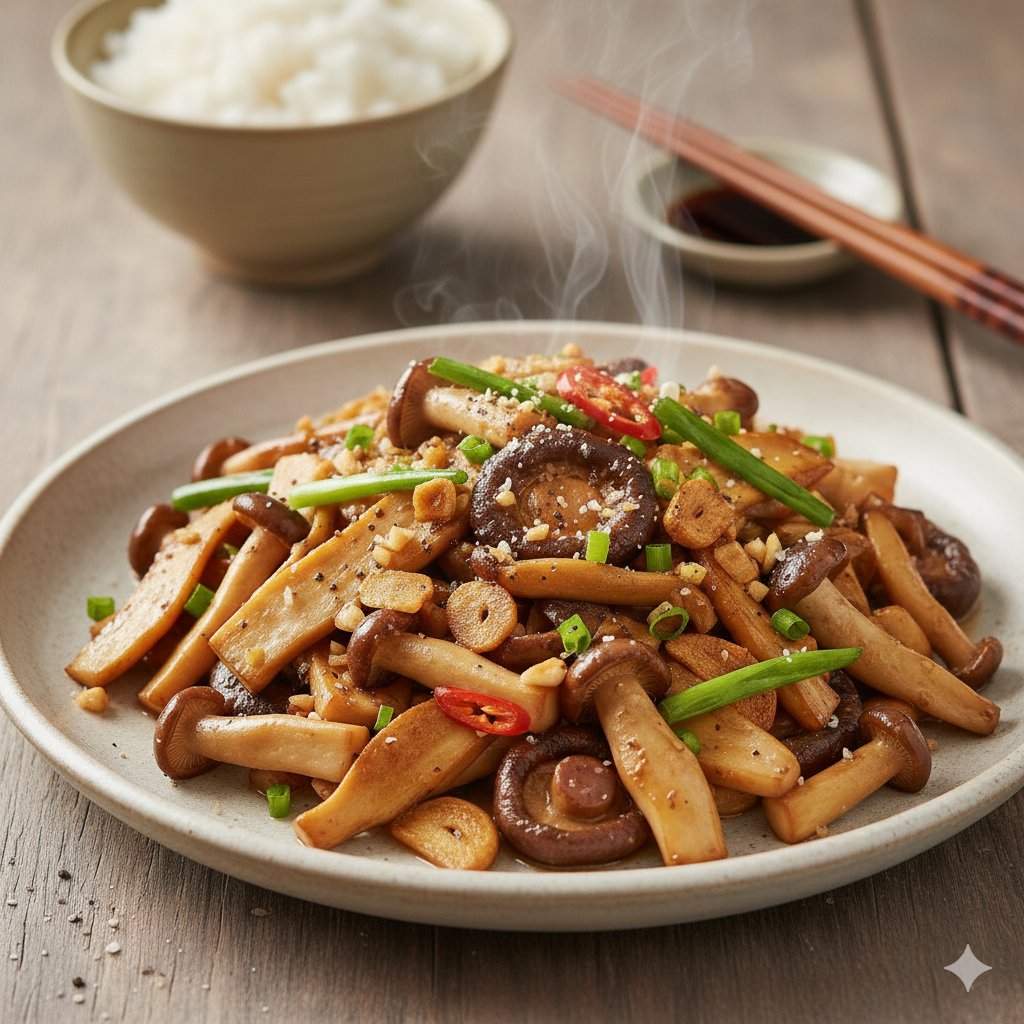 Món Nấm Thiên Nhiên Xào Tỏi