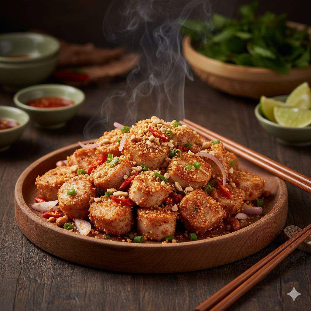 Món Cá Tầm Lắc Muối Tôm